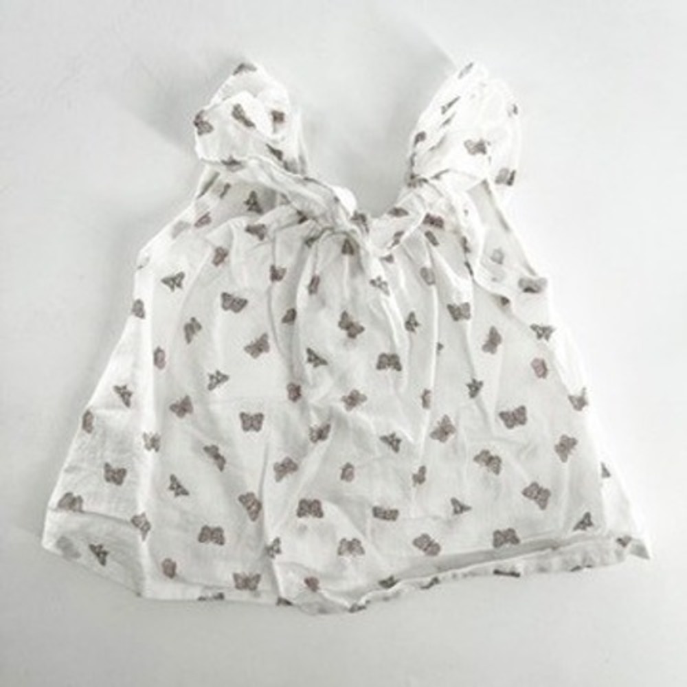 Paz Rodriguez White Butterfly Print‎ Baby Girl Sleeveless Knot Front Top Size 3M
